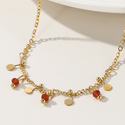 Right Grand Vintage Fashion Stainless Steel Jewelry Gold Plated Tiny Balls Dangle Bohemian Crystal Bead Bracelet Women