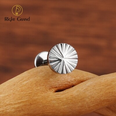 Right Grand ASTM F136 Titanium 16G Internal Thread Geometric Sector Labret Monroe Stud Cartilage Tragus Helix Conch Earring Disc Flat Piercing
