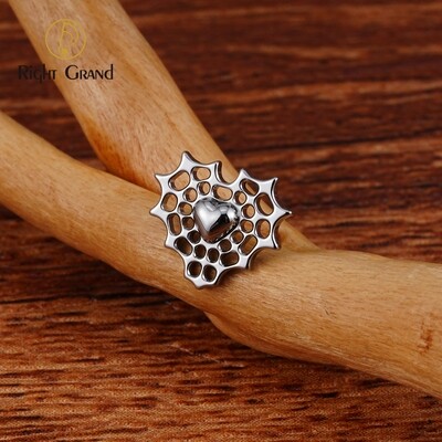Right Grand ASTM F136 Titanium Threadless Push Pin Spider web Heart Top End for Tragus Helix Cartilage Nose Stud Ring Piercing