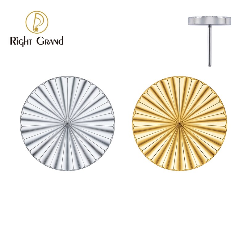 Right Grand ASTM F136 Titanium Threadless Push Pin Sunburst Disc Top End for Tragus Helix Cartilage Nose Stud Ring Piercing