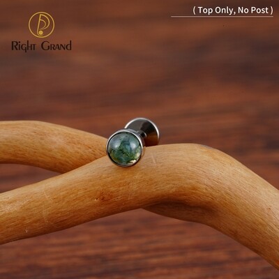 Right Grand ASTM F136 Titanium 14G Moss Agate Dermal Anchor Top Ends