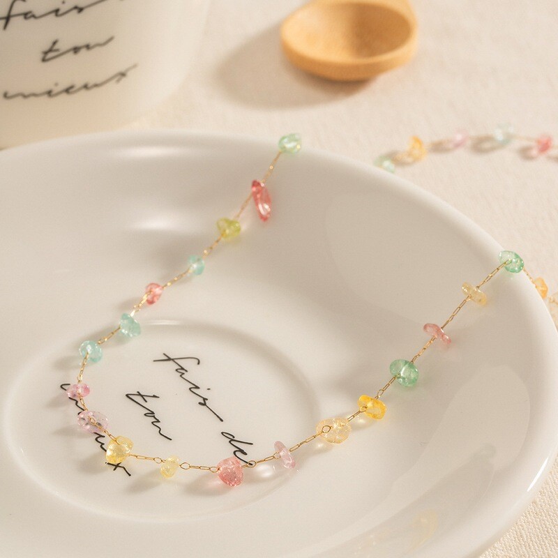 Right Grand New Gold Plated Natural Stone Necklace Bracelet Bridal Stainless Steel Jewelry Set For Wedding Women