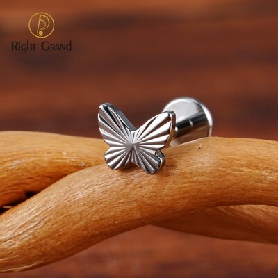 Right Grand ASTM F136 Titanium 16G Internal Thread Butterfly Cartilage Stud Earring Insect Tragus Helix Conch Medusa Lip Ring Piercing Jewelry