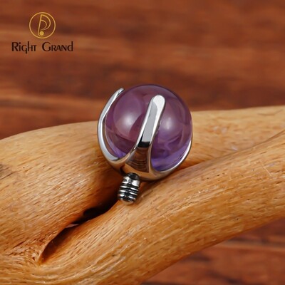 Right Grand ASTM F136 Titanium Internally Threaded Natural Stone Top for 14G 16G Labret Lip Stud Nipple Piercing Body Jewelry