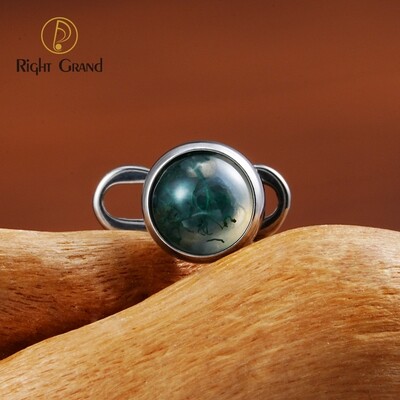 Right Grand ASTM F136 Titanium 14G Dermal Anchor Top with Natural Green Moss Agate Base Microdermal Piercing Body Jewelry