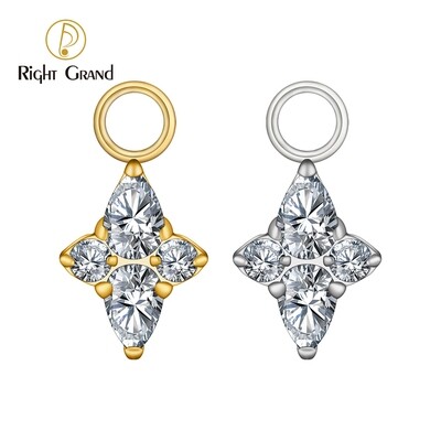 Right Grand ASTM F136 Titanium CZ Four-Point Star Charm for Ear Lobe Dangle Hoop Huggie Earrings Dainty Flower Shaped Pendant Right Grand ASTM F136 Titanium CZ Four-Point Star Charm for Ear Lobe Dangle Hoop Huggie Earrings Dainty Flower Shaped Pendant