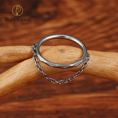 Right Grand ASTM F136 Titanium 16G Chained Hinged Segment Helix Conch Hoop Ring Faceted Cut Septem Clicker Body Jewelry