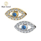 Right Grand ASTM F136 Titanium 16G  Internal Threaded Evil Eye Internally Threaded Labret Stud Earring Helix Tragus Piercing Top