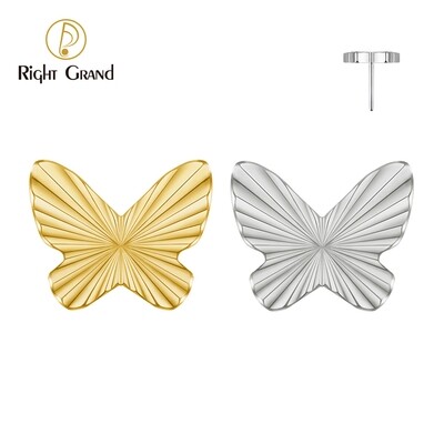 Right Grand ASTM F136 Titanium Threadless Push Pin Butterfly Top End for Tragus Helix Cartilage Conch Nose Stud Ring Piercing