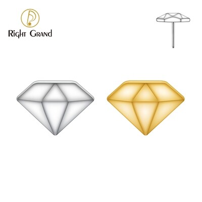 Right Grand ASTM F136 Titanium Threadless Push Pin Diamond Top End for Tragus Helix Cartilage Conch Nose Stud Ring Piercing