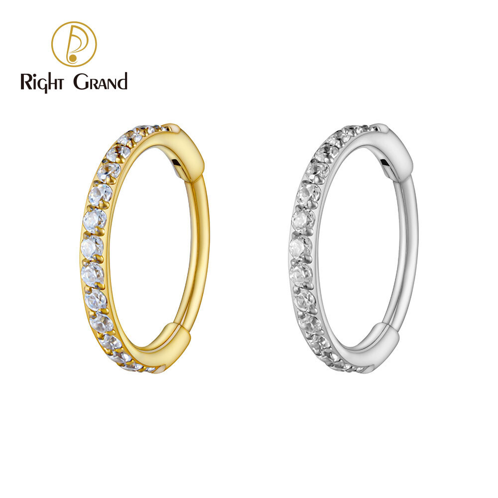 Right Grand 20G ASTM F136 Titanium Implant Grade Claw Set Opal Zircon Nose Rings Conch Piercings