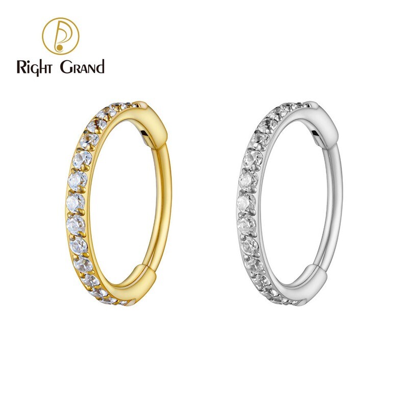 Right Grand 20G ASTM F136 Titanium Implant Grade Claw Set Opal Zircon Nose Rings Conch Piercings
