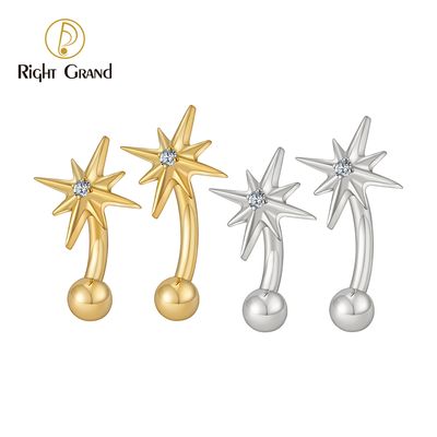 Right Grand ASTM F136 Titanium 16G CZ North Star Rook Earring 6mm 8mm Curved Barbell Eyebrow Cartilage Tragus Labret Piercing Right Grand ASTM F136 Titanium 16G CZ North Star Rook Earring 6mm 8mm Curved Barbell Eyebrow Cartilage Tragus Labret Piercing