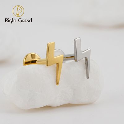 Right Grand ASTM F136 Titanium  Implant Grade Internally Threaded Lightning Labret