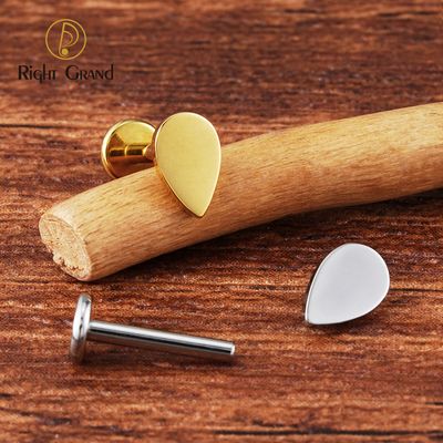 Right Grand ASTM F136 Titanium 16G  Internal Threaded Teardrop Waterdrop Internally Threaded Labret Tragus Monroe Cartilage Stud Earring Piercing