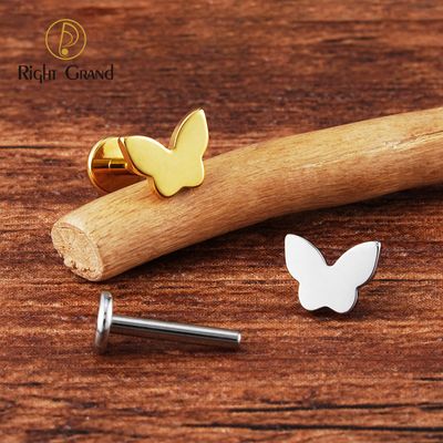 Right Grand ASTM F136 Titanium Internal Threaded Tiny Butterfly Ear Stud Cartilage Tragus Helix Earring Piercing Jewelry Minimalist Insect Earring