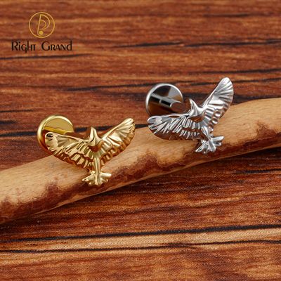 Right Grand ASTM F136 Titanium Internal Threaded Flying Bird Helix Stud Cartilage Conch Tragus Earring 16G Eagle Stud Earring Flatback Piercing