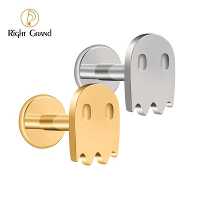 Right Grand ASTM F136 Titanium Internal Thread Ghost Labret Stud Earring Helix Tragus Piercing