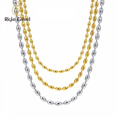 Right Grand Simple Fashion High Quality Stainless Steel 2mm/3mm/5mm Gold Bead 18K Choker Necklace For Women