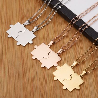 Right Grand Custom Couple Valentine'S Day Jewelry Gift Connecting Puzzle Pendant Friendship Bestfriend Necklace