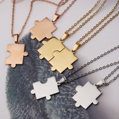 Right Grand Custom Couple Valentine&#39;S Day Jewelry Gift Connecting Puzzle Pendant Friendship Bestfriend Necklace