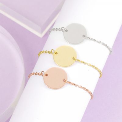 Right Grand Wholesale Jewellery Manufacturer Logo Name Gold Plated Stainless Steel Engraved Blank Custom Bracelet