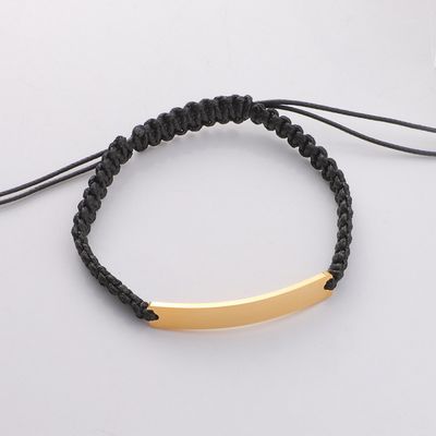 Right Grand Custom Diy Jewellery Manufacturer Stainless Steel Engraved Logo Blank Bar Adjustable Rope Braided Bracelet