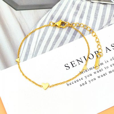 Right Grand Girls Summer Fashion Minimalist Jewelry Stainless Steel Gold PVD Plated Women's Heart Bracelet