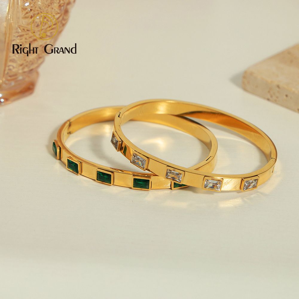 Right Grand Wholesale Fashion Jewelry Gold Plated Inlaid Colored Cubic Sugar Zircon Stainless Steel Bracelet For Women Gift