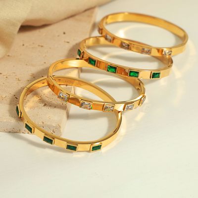 Right Grand Wholesale Fashion Jewelry Gold Plated Inlaid Colored Cubic Sugar Zircon Stainless Steel Bracelet For Women Gift