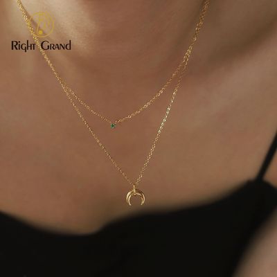 Right Grand Dainty Women Jewelry Tarnish Free Stainless Steel 18K Gold Plated Colorful Birthstone Zircon Necklace