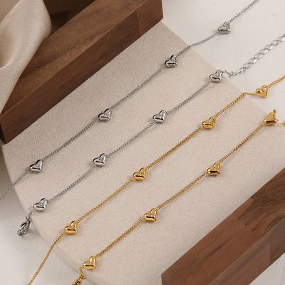Right Grand High Quality Fashion Wholesale Cubic Zirconia Heart Pendant 18K Gold Plated Stainless Steel Jewelry Set For Women
