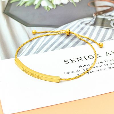 Right Grand Wholesale Trendy High Quality Simple Women Fashion Jewelry 18K Gold Plated Stainless Steel Adjustable Bar Bracelets