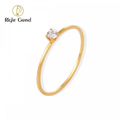 Right Grand 2024 Fashion Women Jewelry Minimalist Jewelry Stainless Steel Cubic Zircon Prong setting Gold Plated Ring Jewelry Findings