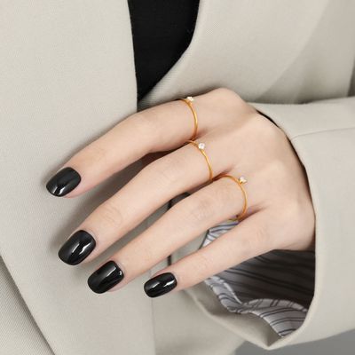 Right Grand 2024 Fashion Women Jewelry Minimalist Jewelry Stainless Steel Cubic Zircon Prong setting Gold Plated Ring Jewelry Findings