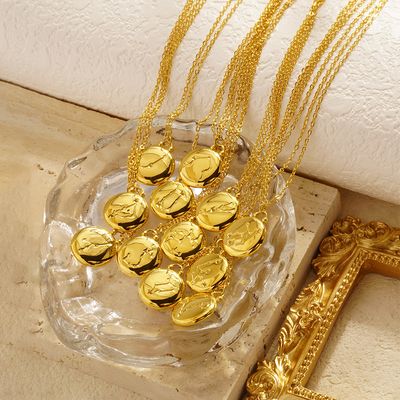 Right Grand Fashion Woman Birthday Gift Astrology Horoscope Jewelry Stainless Steel Colorful Enamel Zodiac Necklace