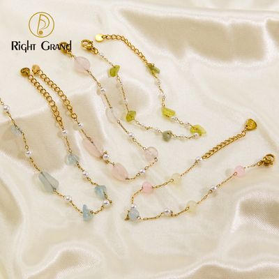 Right Grand 2024 Bohemian Handmade Jewelry Imitation Pearl Colorful Natural Stone Stainless Steel Beads Bracelet