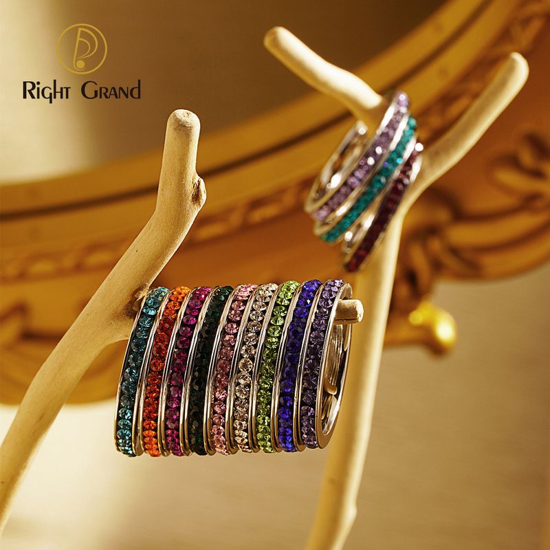 Right Grand Fashion Women Engagement Birth Month Luxury Birthday Gift Jewelry Gold Plated Zircon Birthstone Ring