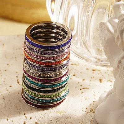 Right Grand Fashion Women Engagement Birth Month Luxury Birthday Gift Jewelry Gold Plated Zircon Birthstone Ring