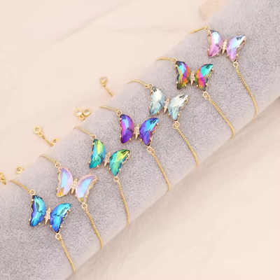 Right Grand 2024 Adjustable Pulseras De Mariposas Multicolor Zircon 18K Gold Plated Women Butterfly Bracelet
