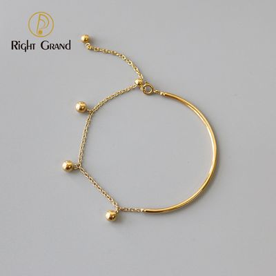 Right Grand Minimalist Trendy Women Jewelry 18K Gold Plated Dangle Beads Charm Stainless Steel Bangle Bracelets