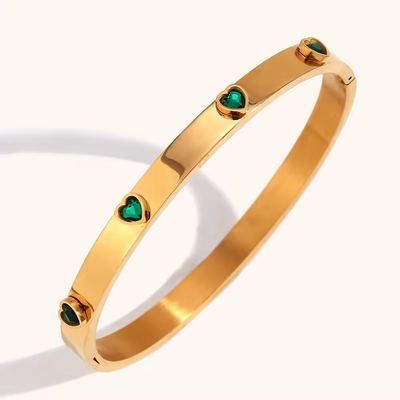 Right Grand Minimalist Trendy Women Jewelry 18K Gold Plated Dangle Beads Charm Stainless Steel Bangle Bracelets