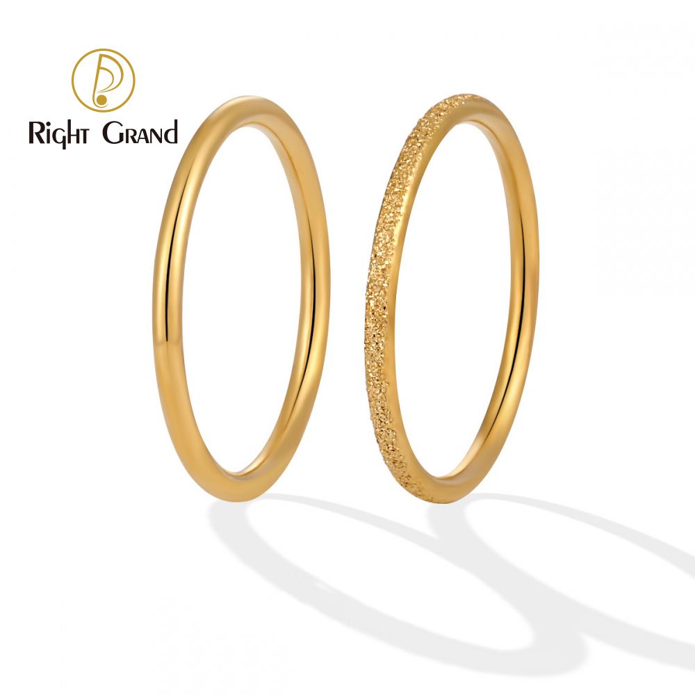 Right Grand Wholesale Minimalist Stainless Steel Non Fade Fine Rings Fashion Jewelry 18K Gold Plated High Polish &amp; Matte Rings For Women