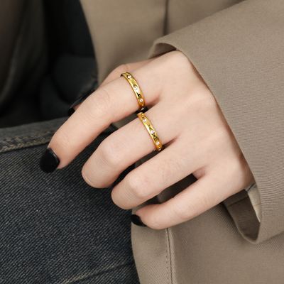 Right Grand Hot Sale Dainty Ring Gold Plated Rhombus Inlaid Zircon Stainless Steel Waterproof CZ Ring For Women