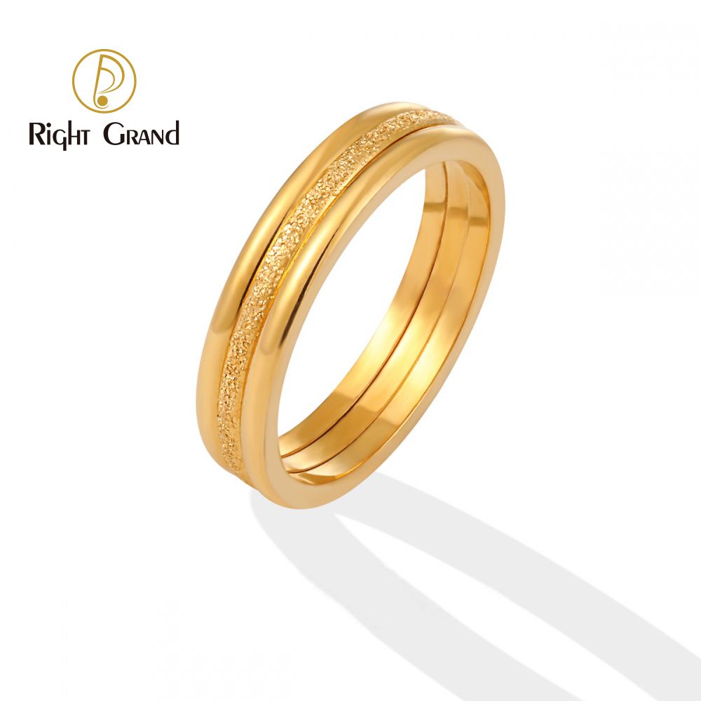 Right Grand Wholesale Minimalist Stainless Steel Non Fade Fine Rings Fashion Jewelry 18K Gold Plated 3Rings in One Detachable Ring for Women