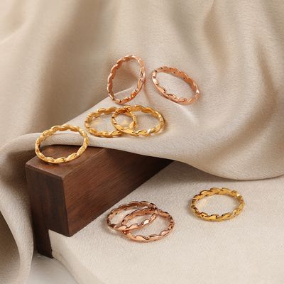 Right Grand Wholesale Minimalist Stainless Steel Non Fade Fine Rings Fashion Jewelry 18K Gold Plated Olive Branch Shaped Rings For Women