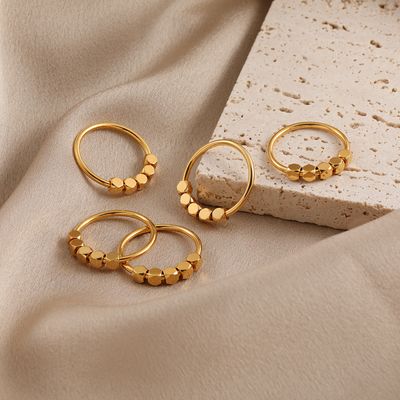 Right Grand Wholesale Design Sense Stainless Steel Non Fade Fine Rings Fashion Jewelry 18K Gold Plated Rings with Charms For Women