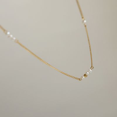 Right Grand New Design Fashion Jewelry Waterproof Stainless Steel Gold Plated Basic Multiple Layered Freshwater Pearl Necklace