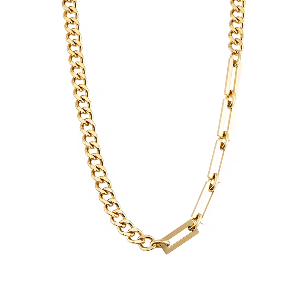 Right Grand Hip Hop Women Jewelry Fashion Splicing Irregular Cuban Chunky Stainless Steel Gold Chain Necklace