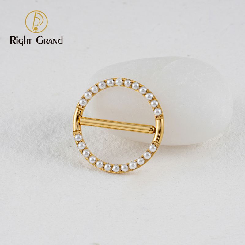 Right Grand ASTM F136 Titanium 14G Pearl Circular Nipple Barbell Piercing Jewelry 12mm/14mm Round Nipple Clicker Shield Ring